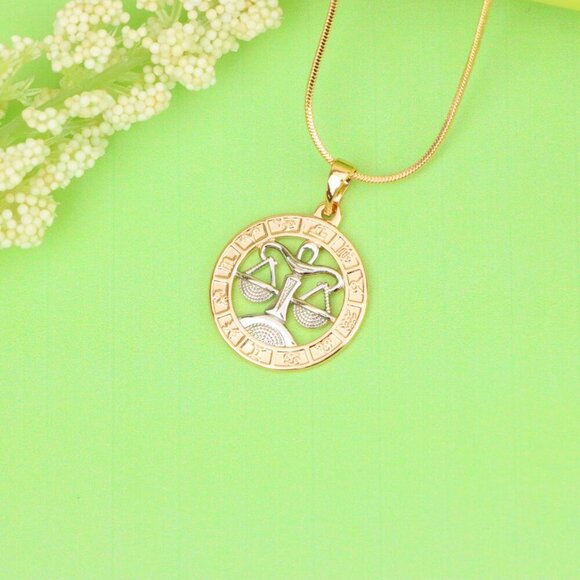 "Rose Gold Libra Zodiac Pendant with Delicate Scales Symbol Design, XPPT1451 - Picture 2 of 13